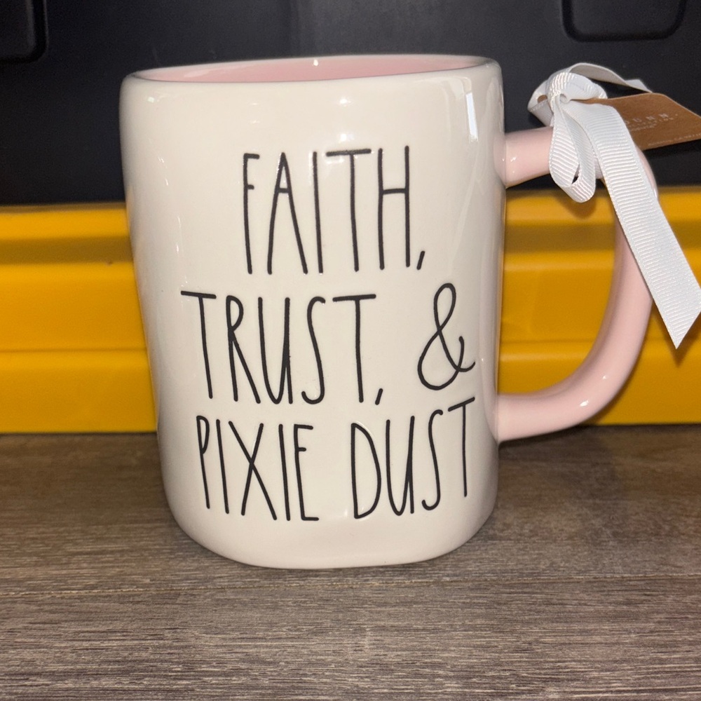Rae Dunn Faith Trust & Pixie Dust Mug - Pink and Cream